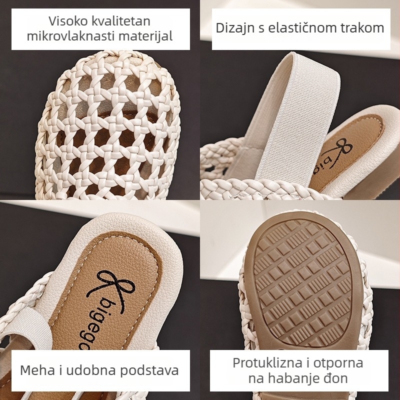Ljetne cipele za bebe za djevojčice — pleteni vrh od sintetičke kože, Velcro kopča, PVC potplat, za uzrast 1–3 godine