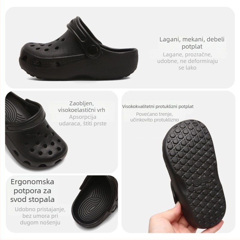 Dječje sandale s zatvorenim prstom, ljeto, unisex, perforirane papuče s mekim potplatom