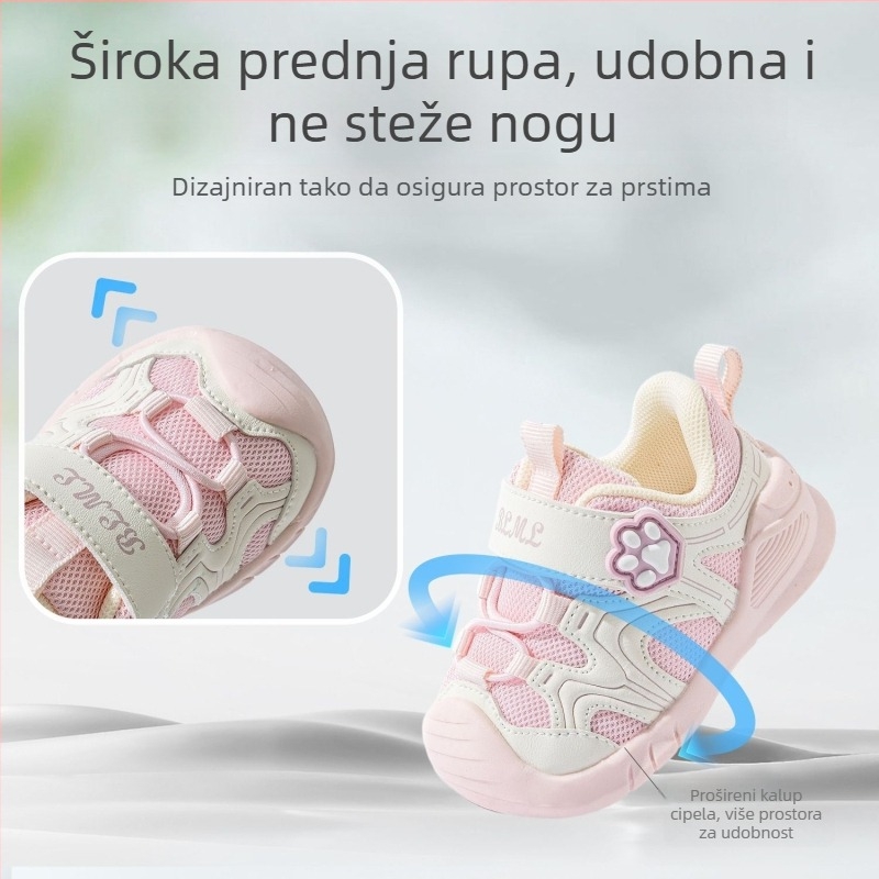 Unisex dječje cipele za hodanje, dišući mrežasti gornji dio, mikrovlaknasta koža, antislip i otporne na habanje, Velcro zatvarač, uzrast 12-36 mjeseci