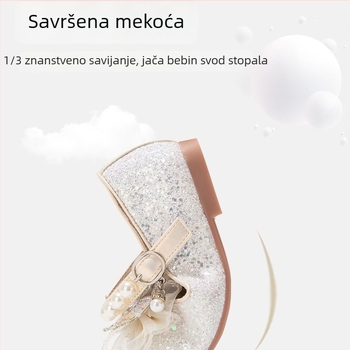 Cipele za djevojčice od kože s kristalima, stil princeze, Velcro zatvarač, proljeće–jesen 2026