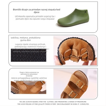 Dječje Birkenstock-stil sandale, gornji dio nubuk kože, gumeni potplat, Velcro zatvaranje, korejska verzija, unisex za uzrast 1–16 godina