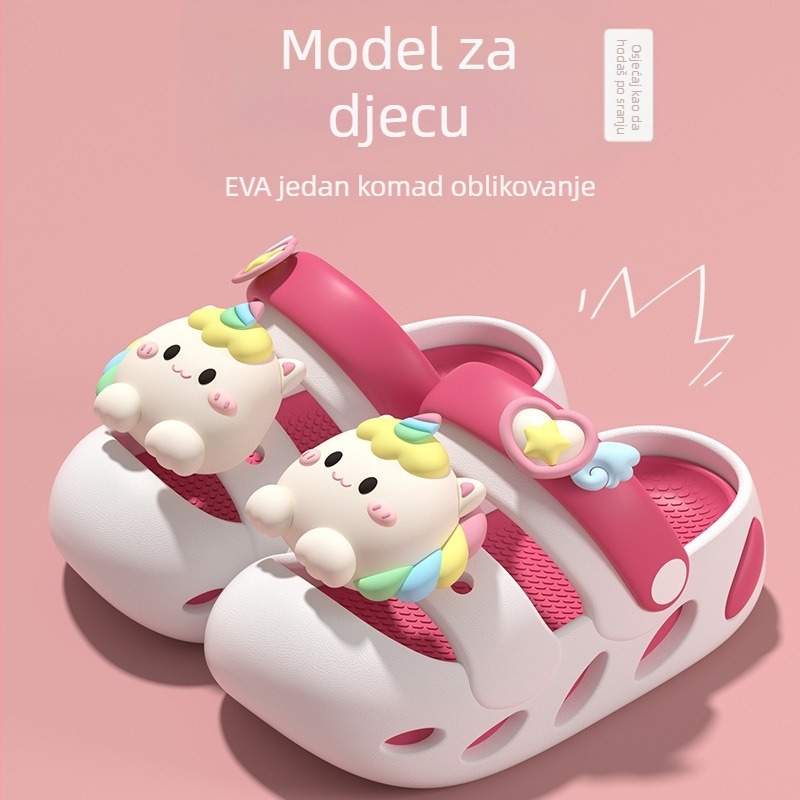 Sandale s jednorogom za djevojčice - protuklizne EVA gornji dio i potplat, za unutarnju i vanjsku upotrebu, crtani dizajn, uzrast 1–12 godina, proljeće 2025