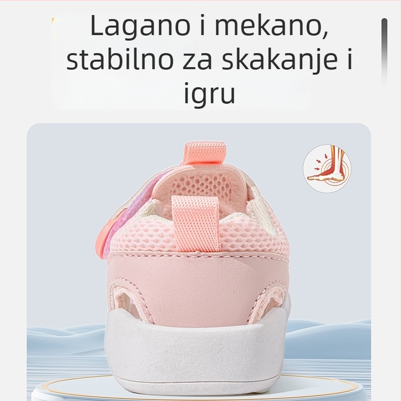 Ljetne unisex dječje sandale — mrežni gornji dio, meka potplata, protuklizne, prozračne, zatvaranje na Velcro, uzrast 12–48 mjeseci