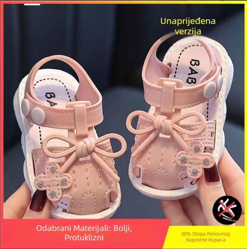 Dječje ljetne sandale za djevojčice s neklizajućom mekanom potplatom, PVC gornji dio i potplata, kopča, stil princeze, za dob 1–3 godine