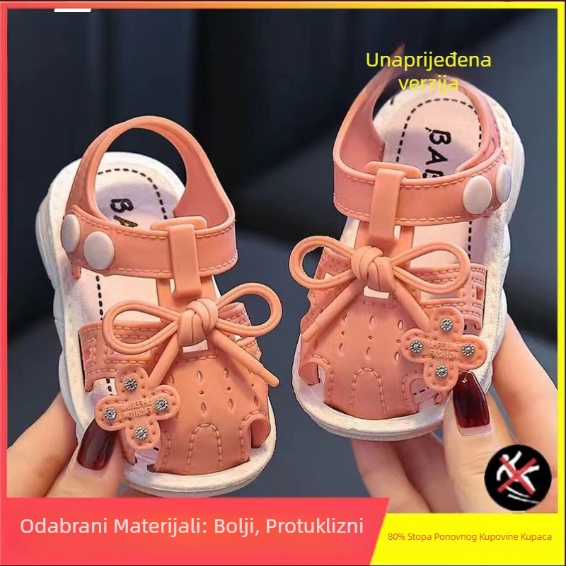 Dječje ljetne sandale za djevojčice s neklizajućom mekanom potplatom, PVC gornji dio i potplata, kopča, stil princeze, za dob 1–3 godine