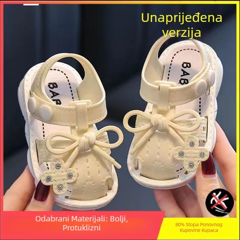 Dječje ljetne sandale za djevojčice s neklizajućom mekanom potplatom, PVC gornji dio i potplata, kopča, stil princeze, za dob 1–3 godine