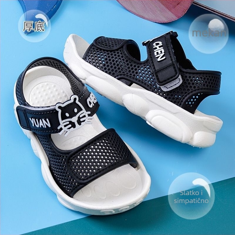 Dječje ljetne sandale s Velcro zatvorenim stražnjim dijelom, unisex, PVC gornji dio i potplat, cartoon uzorak, protuklizne