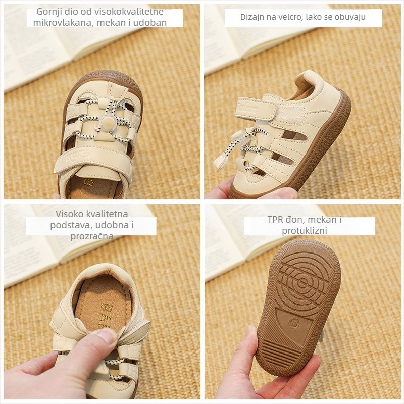 Dječje sandale s Velcro zatvaračem, gornji dio od mikrovlaknaste kože, protuklizna potplat, unisex, 12–36 mjeseci