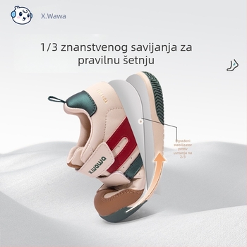 Snow Doll tenisice za trening za djecu – protuklizne, prozračne, otporne, unisex – s prugastim uzorkom, gumom potplatom (Gornji materijal: Super Fiber; Zatvaranje: Velcro; Sezona: jesen–zima)