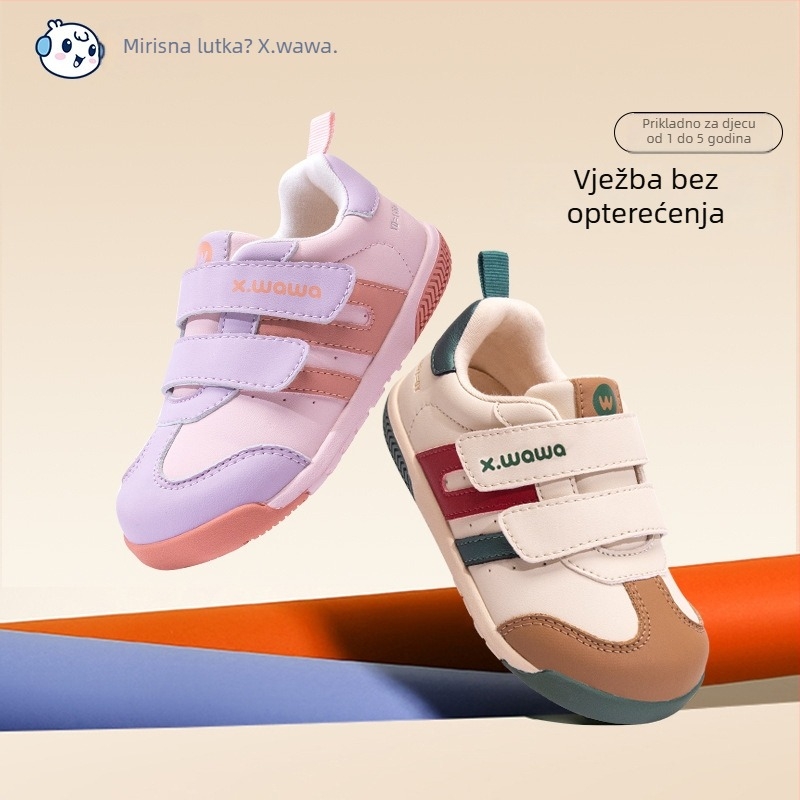 Snow Doll tenisice za trening za djecu – protuklizne, prozračne, otporne, unisex – s prugastim uzorkom, gumom potplatom (Gornji materijal: Super Fiber; Zatvaranje: Velcro; Sezona: jesen–zima)