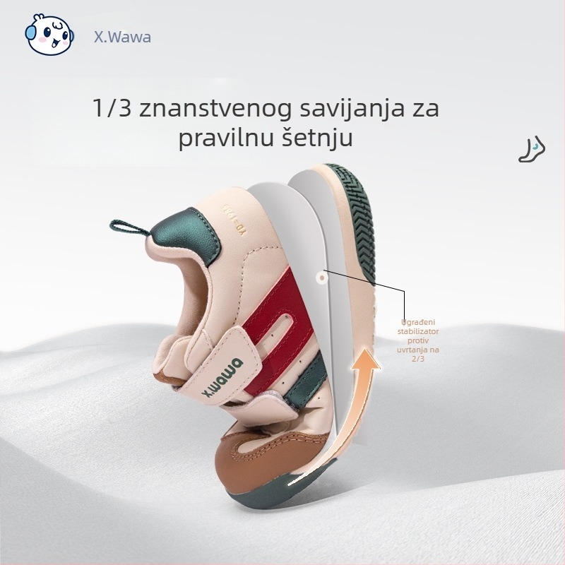 Snow Doll tenisice za trening za djecu – protuklizne, prozračne, otporne, unisex – s prugastim uzorkom, gumom potplatom (Gornji materijal: Super Fiber; Zatvaranje: Velcro; Sezona: jesen–zima)