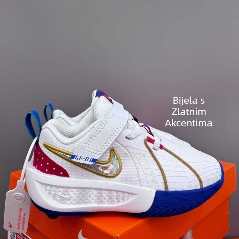 Dječje košarkaške tenisice GTcut3, niski profil, Velcro kopča, prozračni gornji dio od mreže, protuklizna gumena tabanica