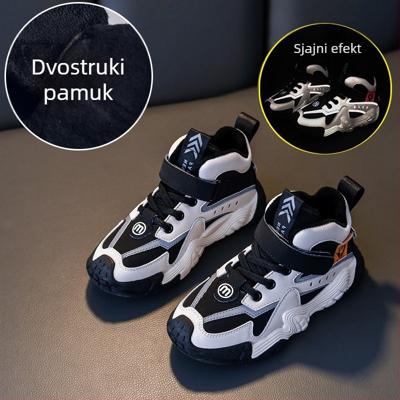 Dječje sportske tenisice za dječake, jesen-zima 2026, s flis podstavom, vodootporne, mekana potplata, zatvaranje Velcro
