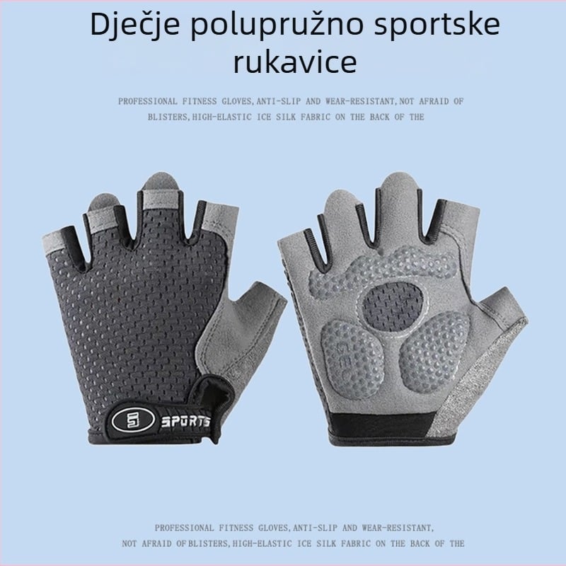 Dječje sportske rukavice s poluprstima, prozračne za biciklizam, rolanje i vodoravnu šipku, protuklizne, tanke, protiv žuljeva