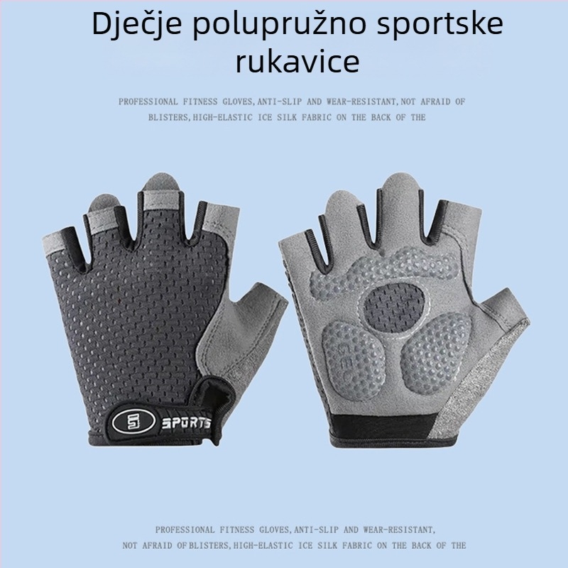Dječje sportske rukavice s poluprstima, prozračne za biciklizam, rolanje i vodoravnu šipku, protuklizne, tanke, protiv žuljeva