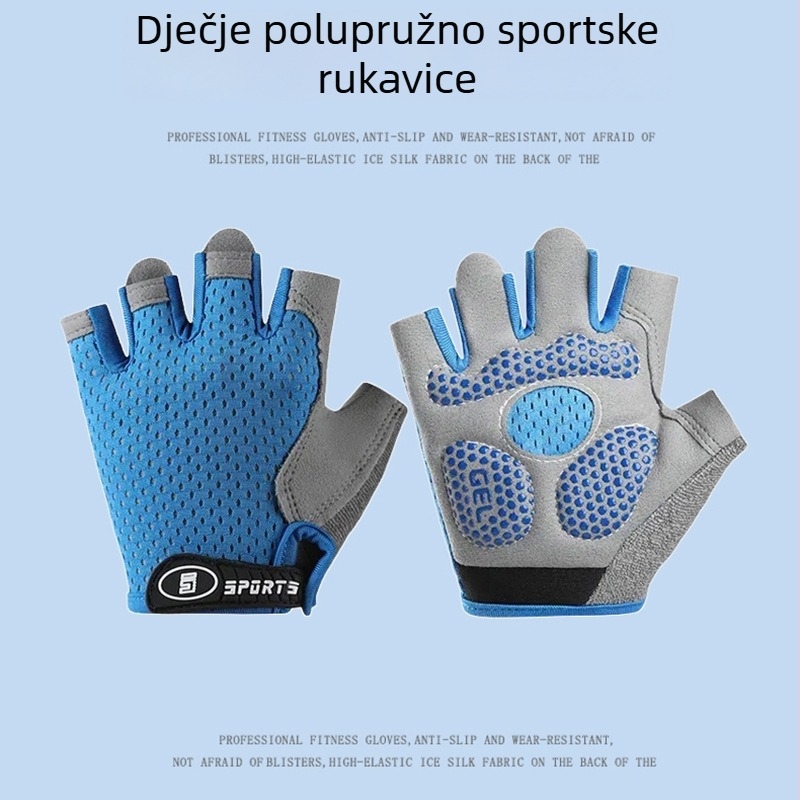 Dječje sportske rukavice s poluprstima, prozračne za biciklizam, rolanje i vodoravnu šipku, protuklizne, tanke, protiv žuljeva