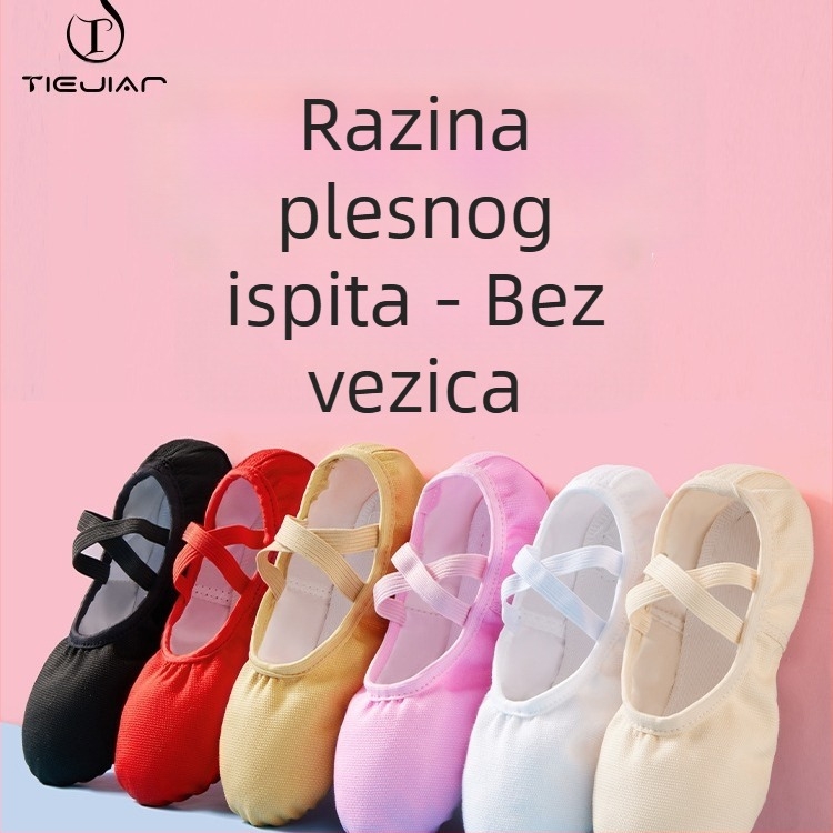 Dječje plesne cipele – Iron Arrow, gornji dio od platna, potplat od teleće kože, bez vezica, balet i moderni ples