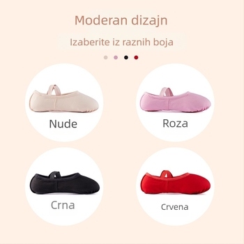 Dječje plesne cipele, platnena gornja, kožna potplata, debeli dizajn, za balet, moderni i latino ples