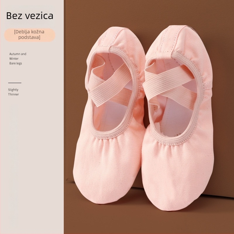 Dječje baletanke za djevojčice, kožna potplata, pamuk gornji dio, protuklizne, s dezodorizacijom i otpornošću na habanje