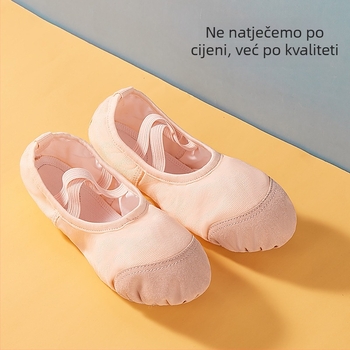 Dječje plesne cipele, gornji dio od platna, potplat od teleće kože, prozračne i lagane, za balet