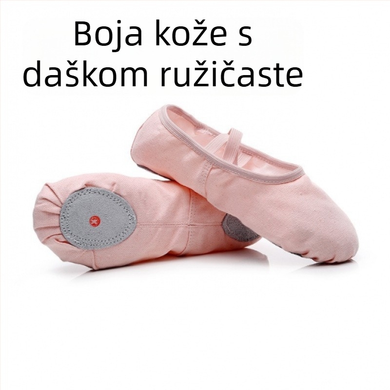 Ružičaste baletanke s mekim potplatom za vježbanje — za djevojčice, djecu, žene i muškarce, s dizajnom mačje šape