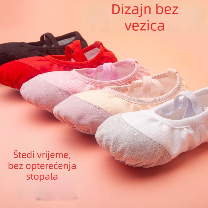 Plesne cipele za djecu, gornji dio od platna, potplat od kože, prozračne, lagane, unisex