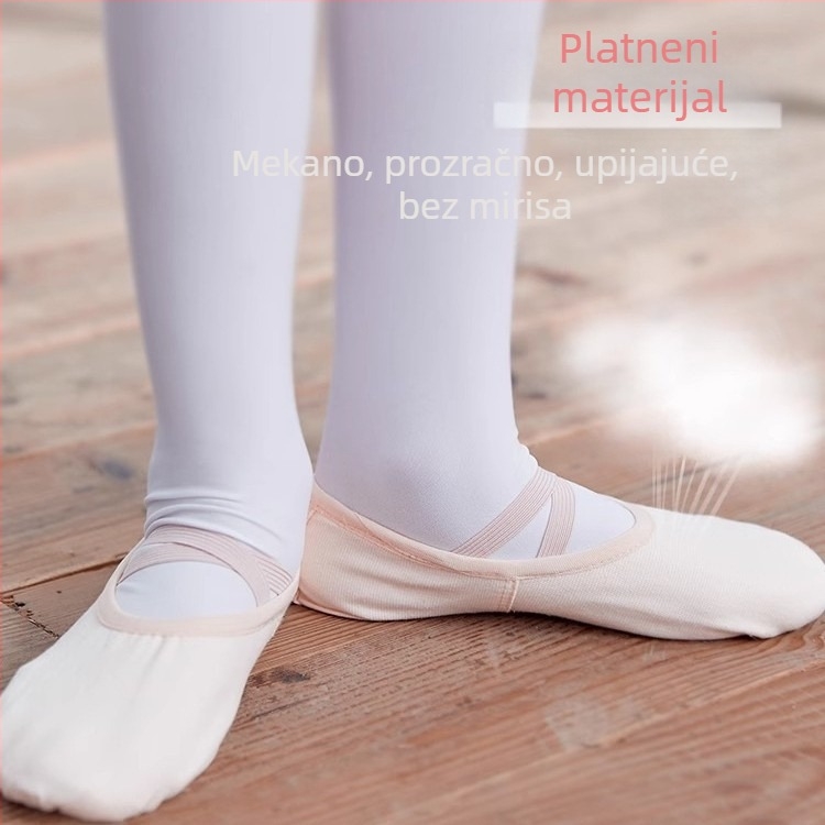 Baletanke s mekom potplatom za žene i djevojčice, platneni gornji dio, cipele za balet za vježbanje bez kožnog vrha