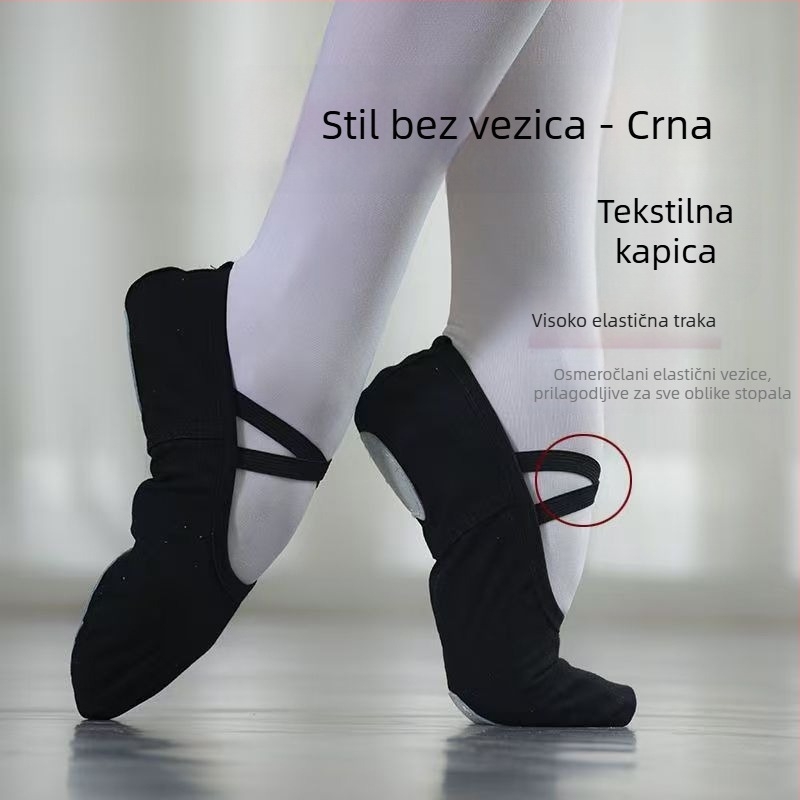 Dječje plesne cipele za balet, moderne i latino ples — unisex, mekana potplata, prozračne i lagane (gornji materijal: platno i pamuk; potplat: pamuk i platno; debljina: srednja)