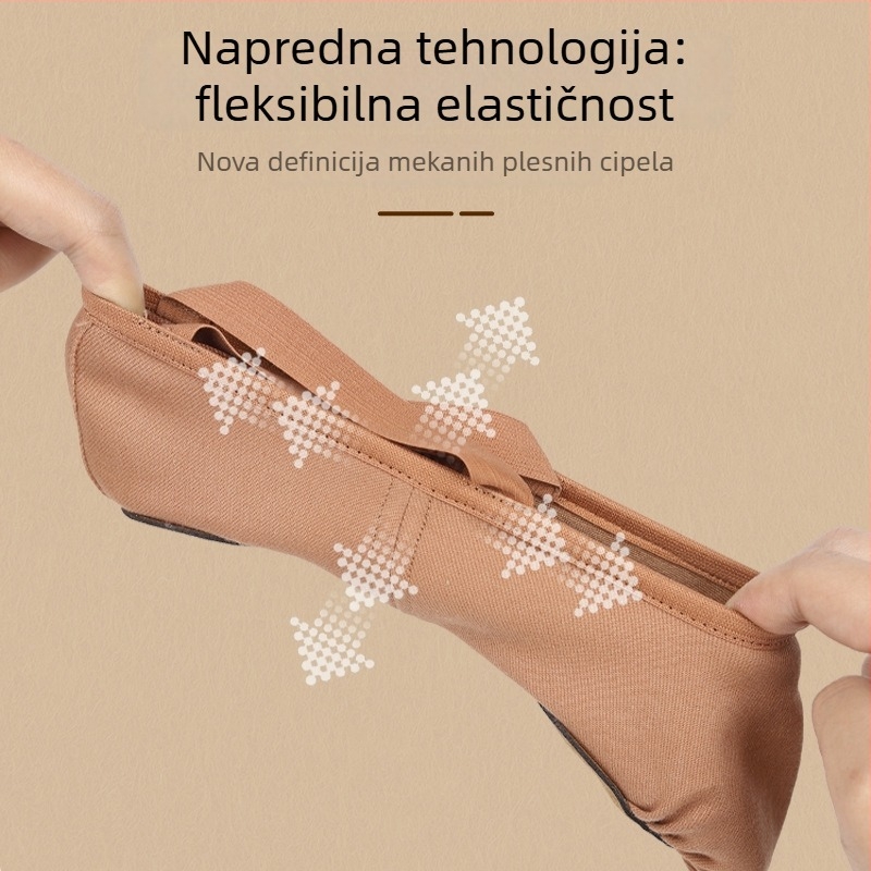 Unisex plesne cipele za balet i moderni ples, kožna potplata, prozračne i lagane, gornji dio od Lycra elastičnog materijala