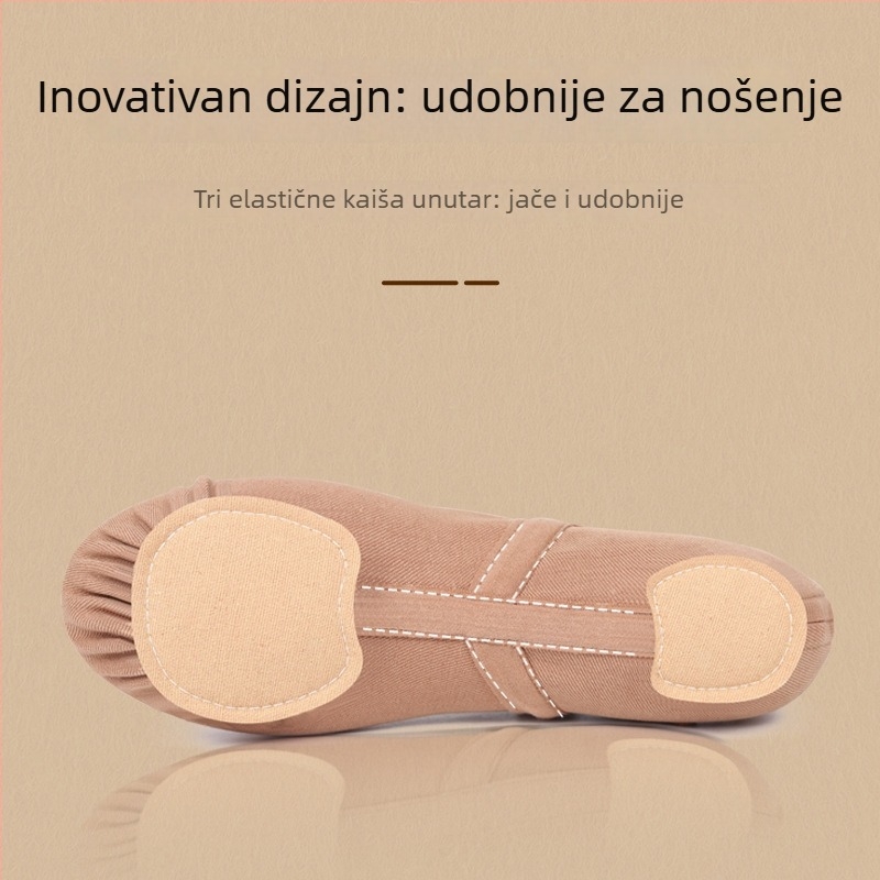 Unisex plesne cipele za balet i moderni ples, kožna potplata, prozračne i lagane, gornji dio od Lycra elastičnog materijala