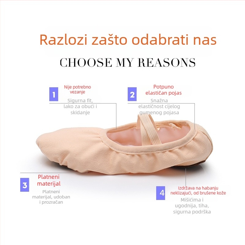 Baletne cipele za odrasle, unisex, kožna potplata, platnasti gornji dio, za plesnu vježbu