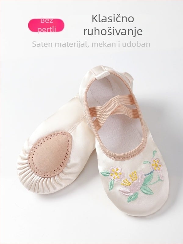 Dječje plesne tenisice za djevojčice – balet i latin, kožna potplata, prozračne, otporne na habanje, apsorpcija udara