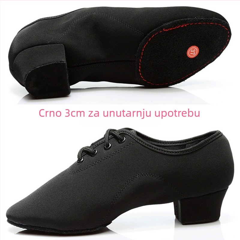 Unisex plesne cipele za odrasle – Latinski i Moderni Square Dance, unutarnja i vanjska upotreba, peta 3 cm, zašiljeni vrh