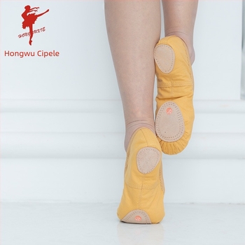 Dječje baletne plesne cipele, kožna potplata, gornji dio od platna i pamuka, unisex, za vježbanje