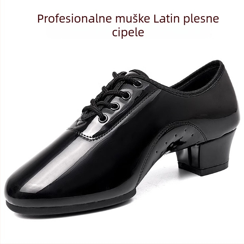 Latino plesne cipele za odrasle - gornji dio od sintetičke kože, đon od debelog kožnog potplata, niski pet 1-3 cm, okrugli nos, unisex
