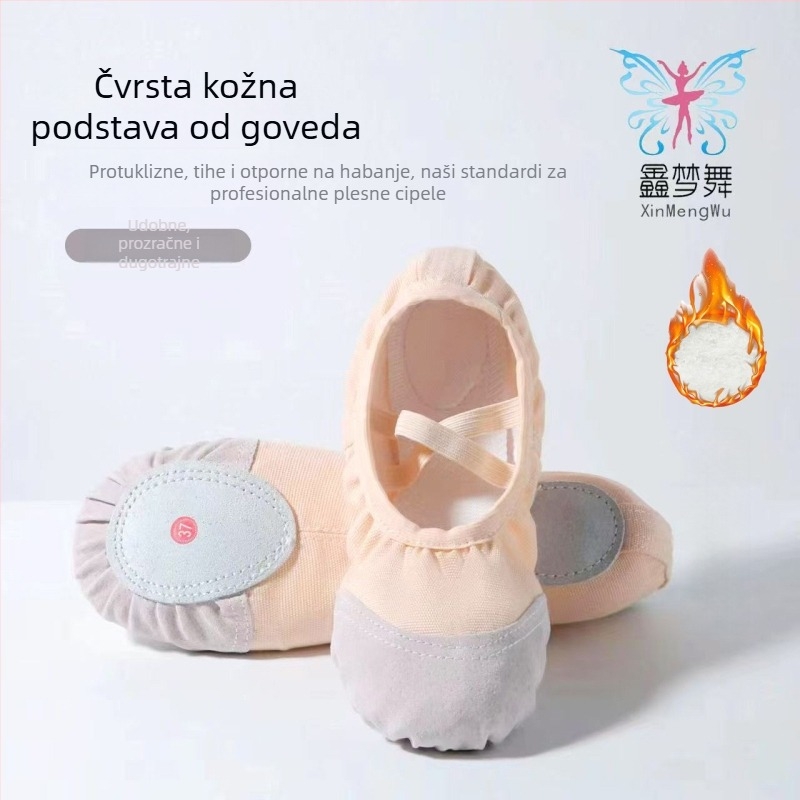 Plesne patike za odrasle, unisex; debelo podstavljene zimsko-jesenske; gornji dio od platna, potplat od kože; protuklizne, otporne na habanje, lagane; za balet, moderni ples i latinski ples