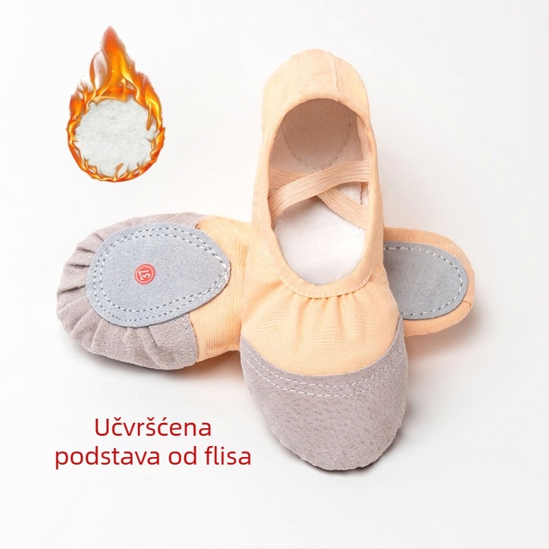 Plesne patike za odrasle, unisex; debelo podstavljene zimsko-jesenske; gornji dio od platna, potplat od kože; protuklizne, otporne na habanje, lagane; za balet, moderni ples i latinski ples