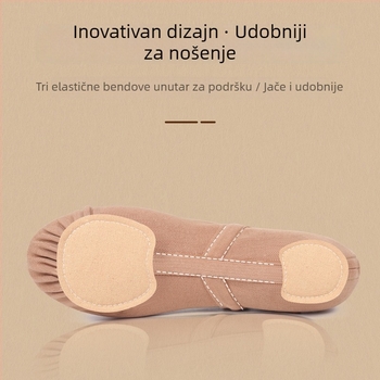 Unisex plesne cipe od elastične tkanine s kožnim đonom, prozračne i lagane; prikladne za balet, moderni ples, latino i etnički ples.