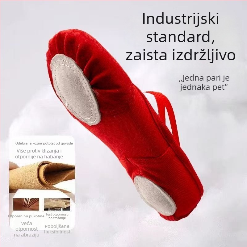 Dječje baletne cipele, kožna potplata, mekana potplata, prozračna, lagana, za balet, moderni ples i latino ples