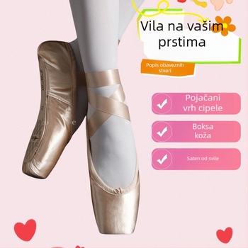 Pointe cipele s vezicom, svileni gornji dio, kožna potplata, prozračne