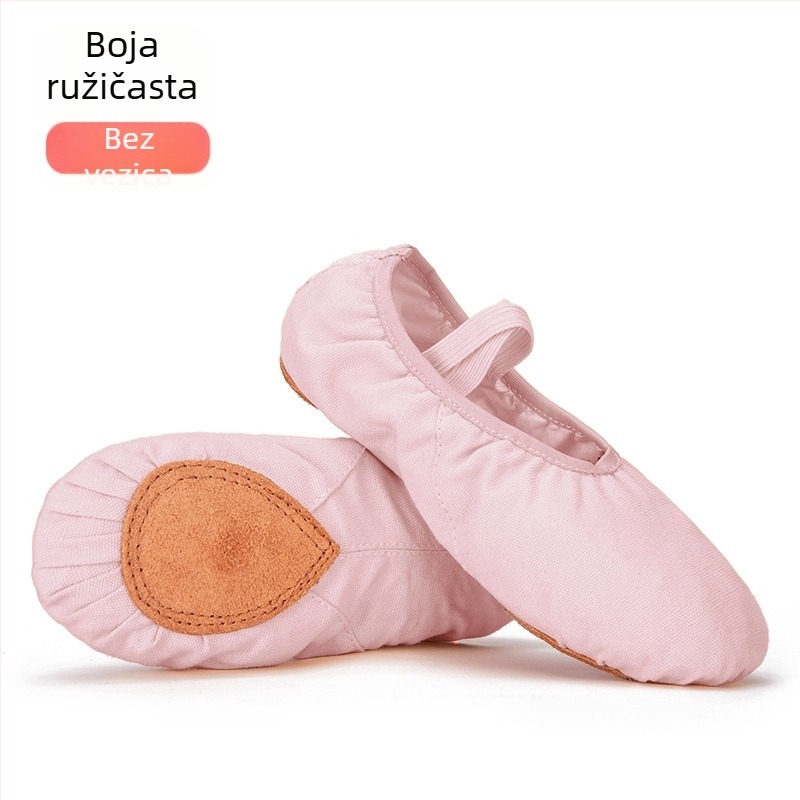 Dječje platnene baletanke za ples, unisex, sa vezicama, za balet, moderni i latino ples