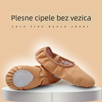 Plesne tenisice za djecu – unisex, gornji dio od platna i pamuka, potplat od kravljeg velura, prozračan i lagan za balet