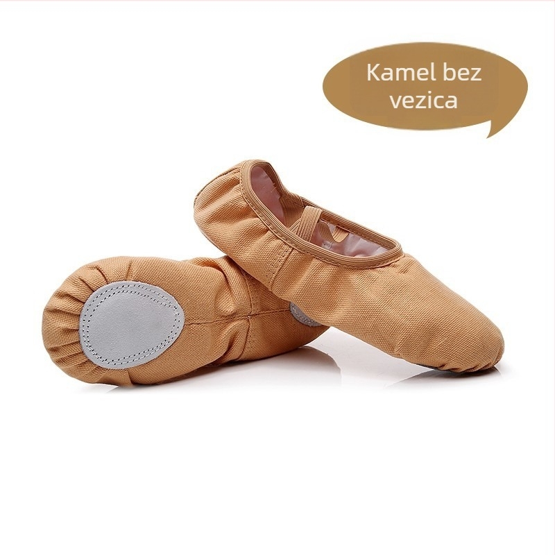 Plesne tenisice za djecu – unisex, gornji dio od platna i pamuka, potplat od kravljeg velura, prozračan i lagan za balet