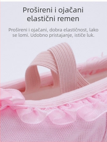 Dječje baletne plesne cipele za djevojčice — platnene gornji dio, kožna đon, prozračne, lagane, otporne na habanje