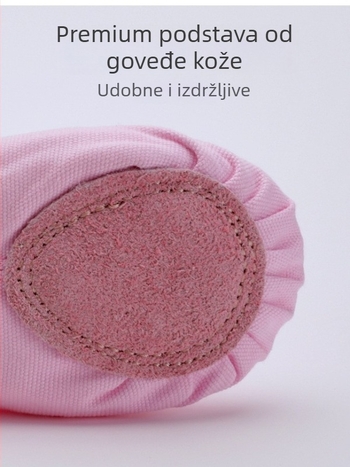 Dječje baletne plesne cipele za djevojčice — platnene gornji dio, kožna đon, prozračne, lagane, otporne na habanje