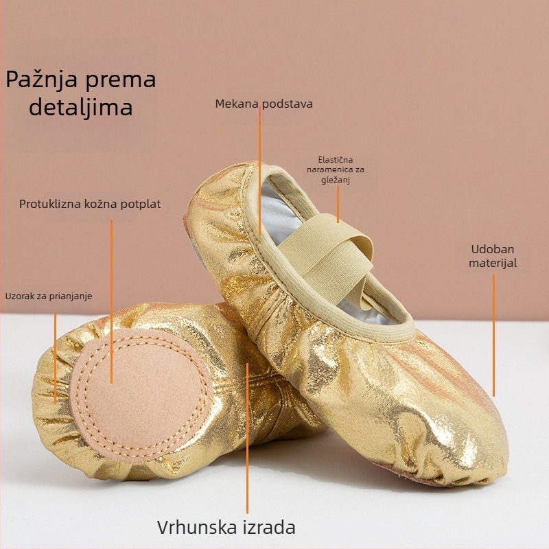 Gray Swallow Dječje baletanke, PU koža, oblik mačjih šapa, meki potplat, unisex