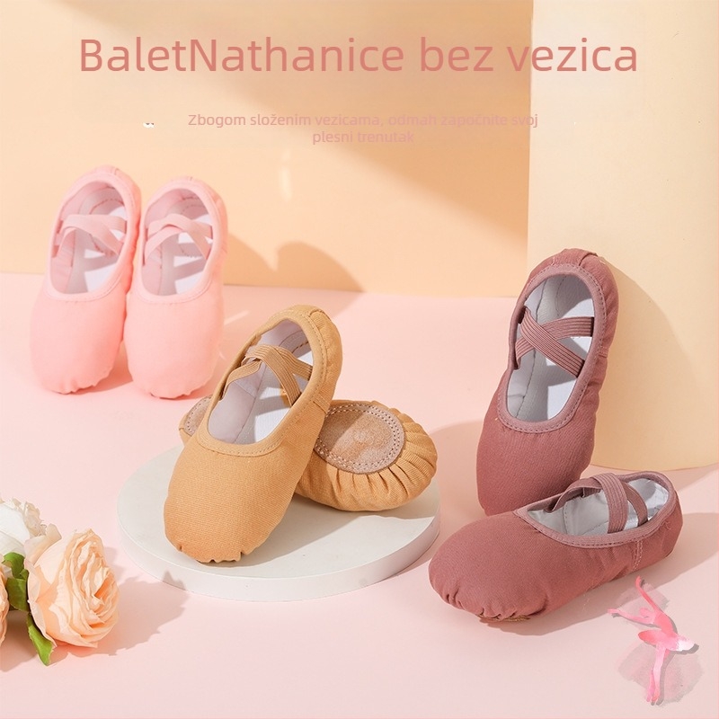 Dječje baletne cipele, meka potplata, kožna potplata, pamučni gornji dio, Yichen marka