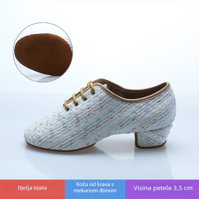 Cool Betty dječje latino plesne cipele za djevojčice, prozračne, lagane i otporne; gornji dio od platna, đon od vune; za balet, moderni i latino ples