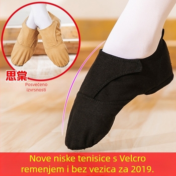 Plesne cipele - Unisex baletanke s kožnom potplatom, gornji dio od pamuka, prozračan, lagan