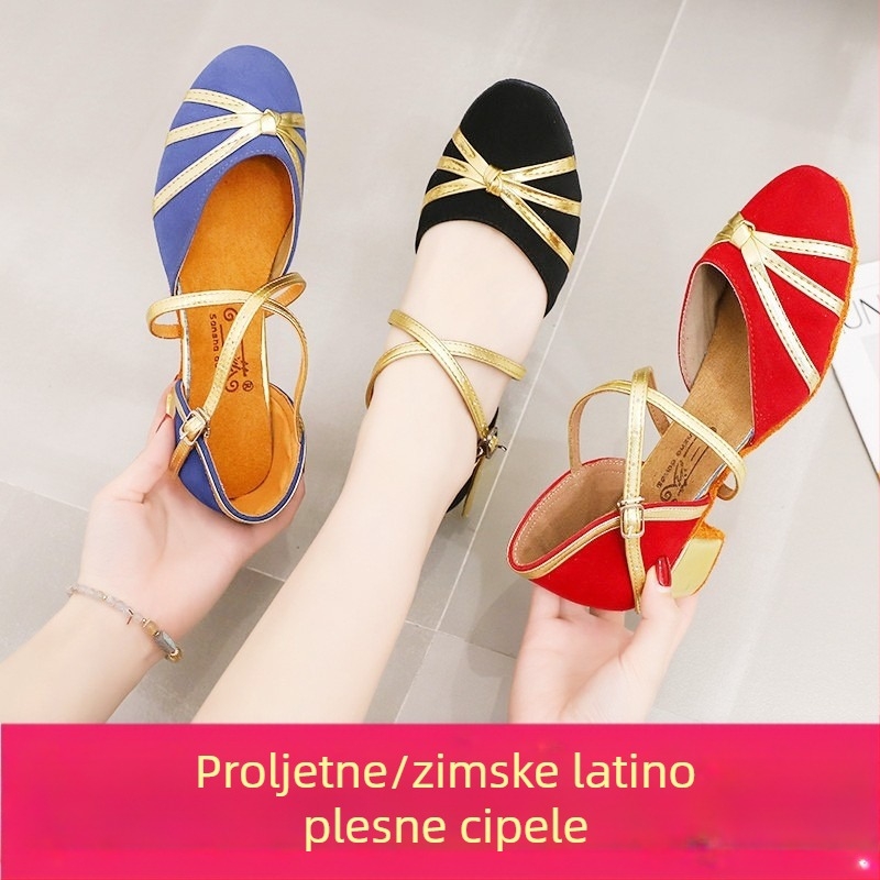 Sansha dječje latinsko plesne cipele za djevojčice, mekana velur potplat, lagane, za sve sezone
